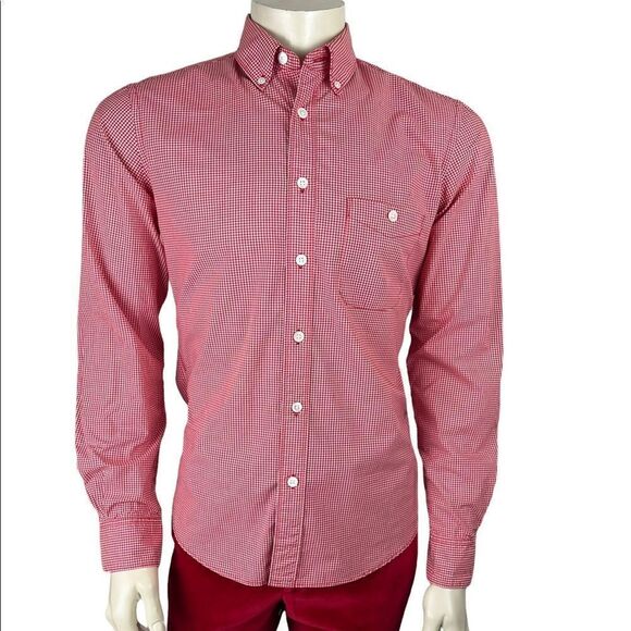 Todd Snyder New York Red/White Check L/S Dress Shirt Size Small - Picture 1 of 10